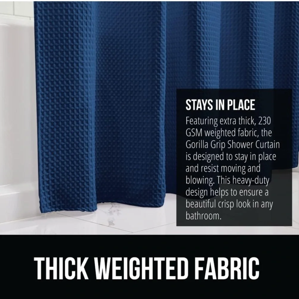 Waffle Shower Curtain, Thick Weighted Fabric, Wrinkle and Rust Resistant  NWOT